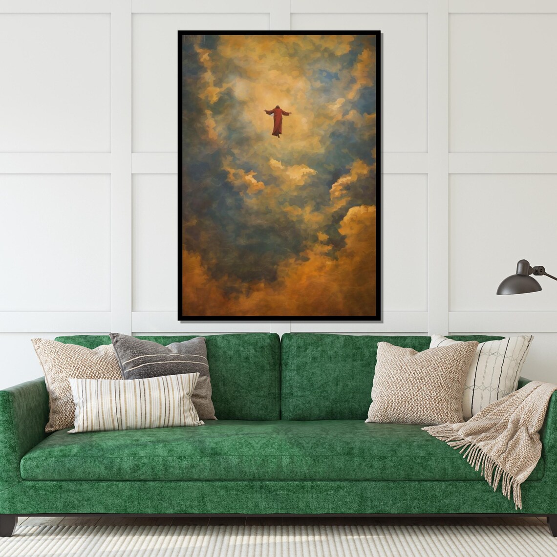 Heavenly Ascension Of Jesus Golden Clouds Divine Christian Wall Art - Image 5