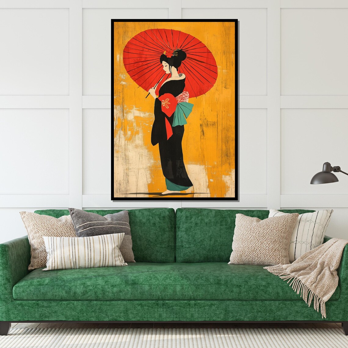 Japanese Geisha Red Parasol Kimono Elegant Asian Woman Portrait Poster - Image 5