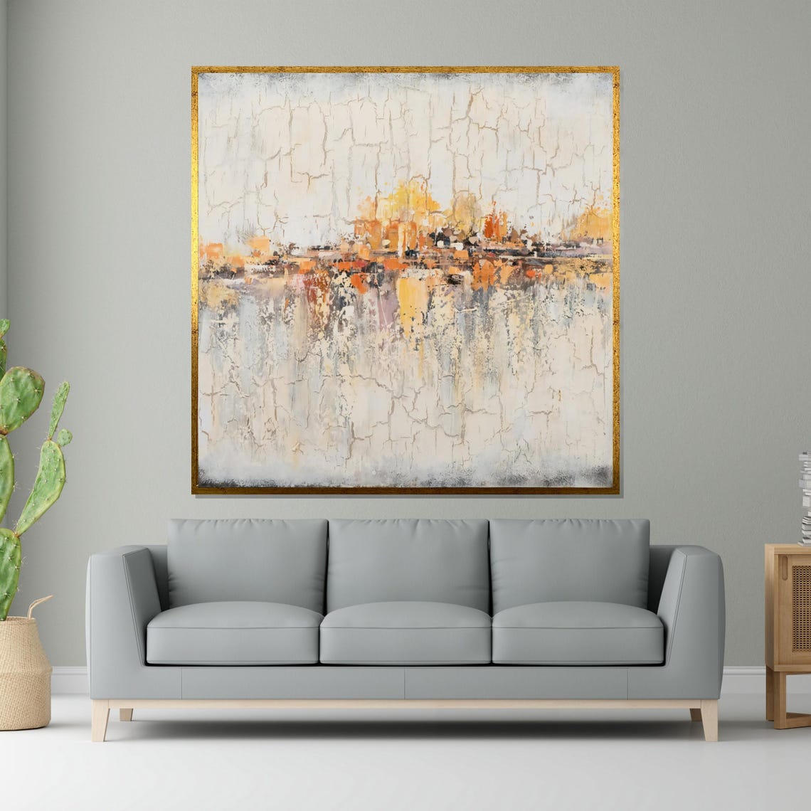Earth Tone Abstract Landscape Crackled Texture Neutral Art Poster