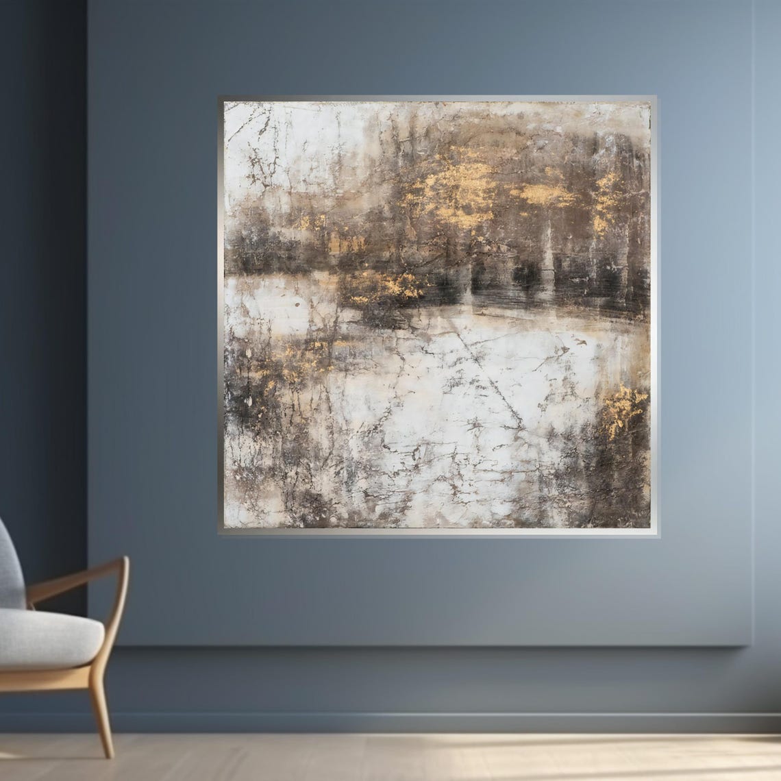 White Gold Marble Texture Neutral Elegant Stone Vein Wall Art - Image 4