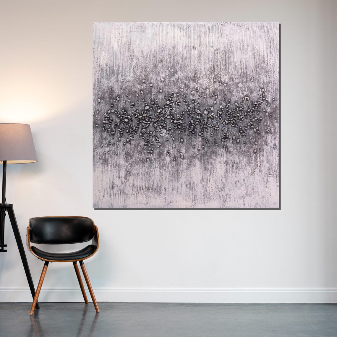 Monochrome Gray Textured Abstract Minimalist Stone Neutral Print - Image 2
