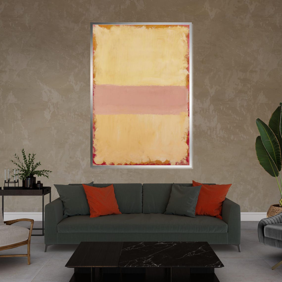 Soft Yellow Rose and Cream Color Field Abstract Modern Art Poster - Image 4