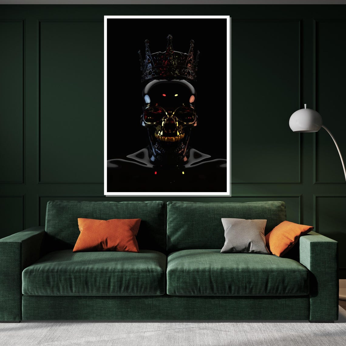 Black Skull Wearing An Ornate Crown Dark King Gothic Art Poster - Image 3