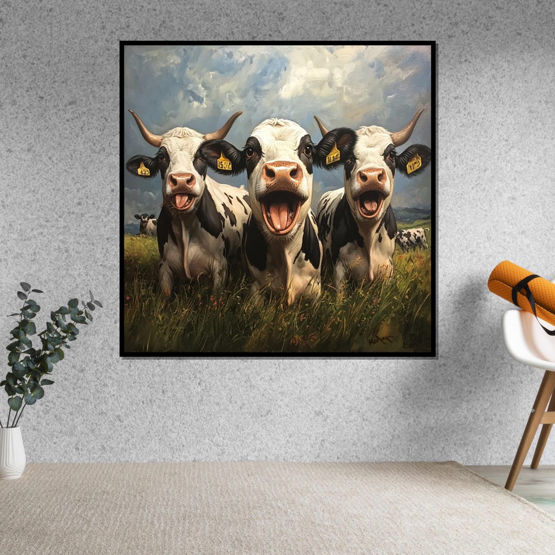 Three Laughing Cows Funny Farm Animals Humorous Wildlife Art Poster - Image 5