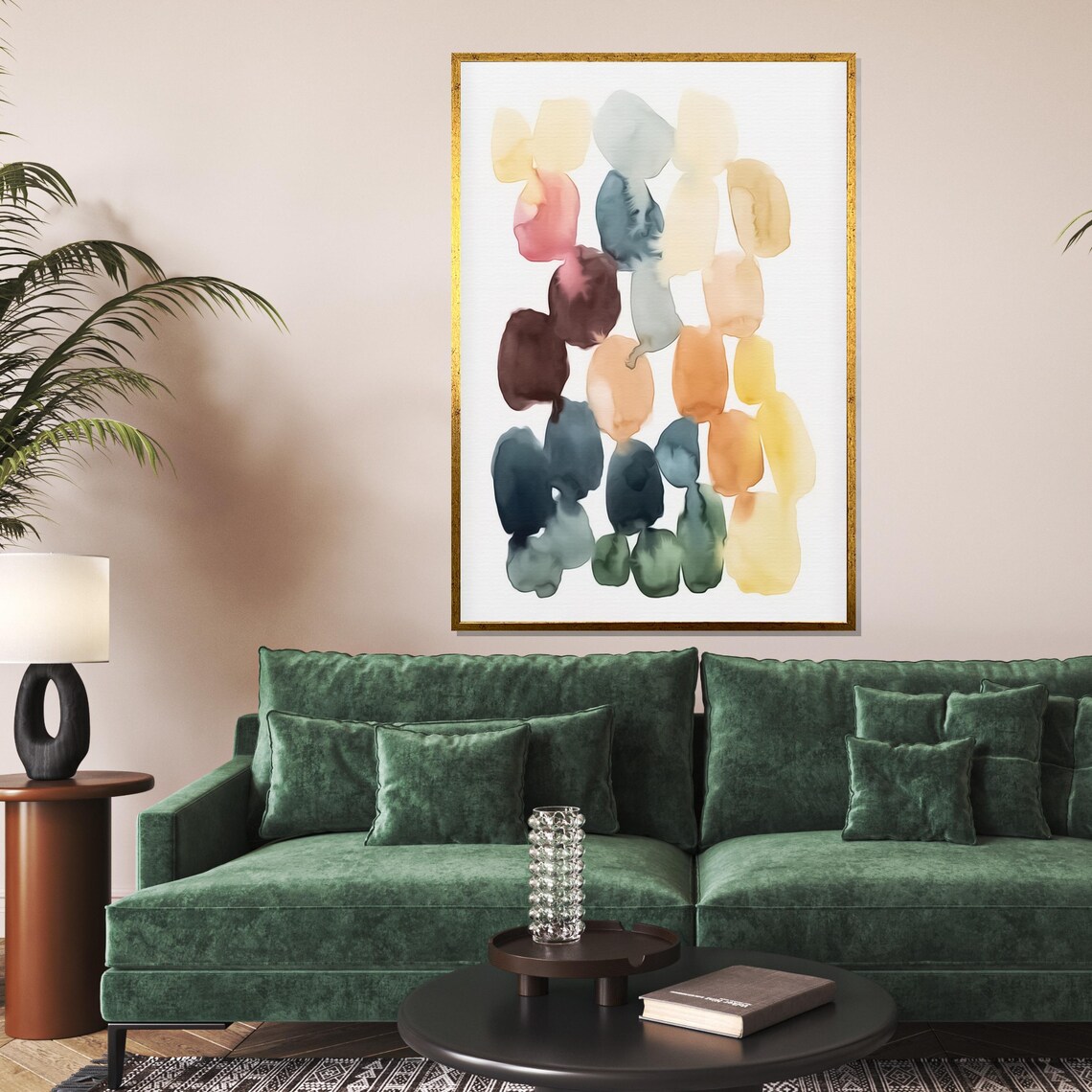 Soft Watercolor Color Blocks Muted Rainbow Modern Art Poster