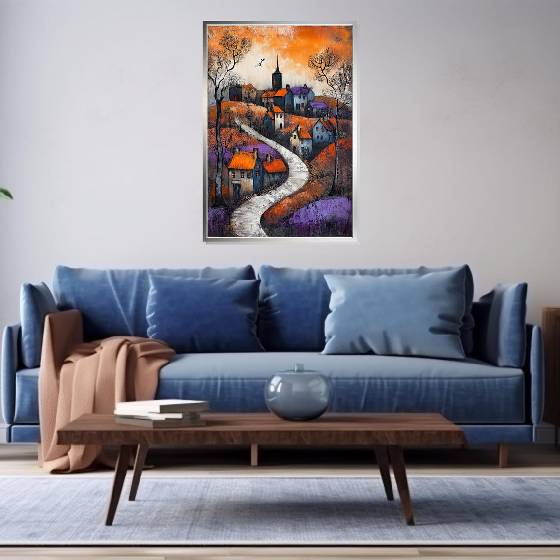 Autumn Village Winding Road Orange Rooftops Colorful Town Poster - Image 4