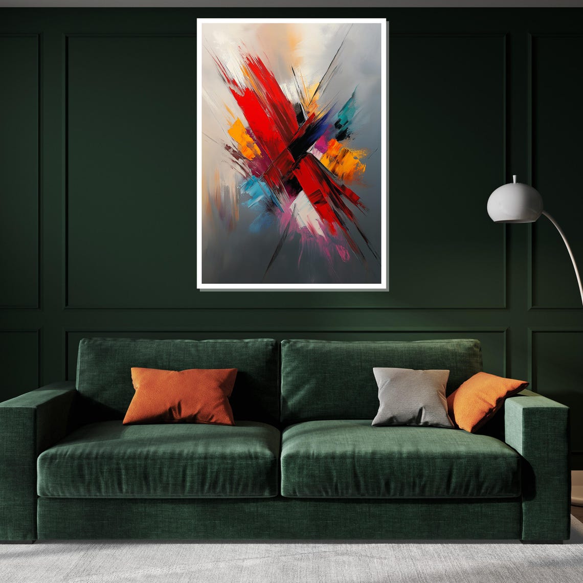 Bold Red Color Splash Expressionist Modern Abstract Art Poster - Image 2