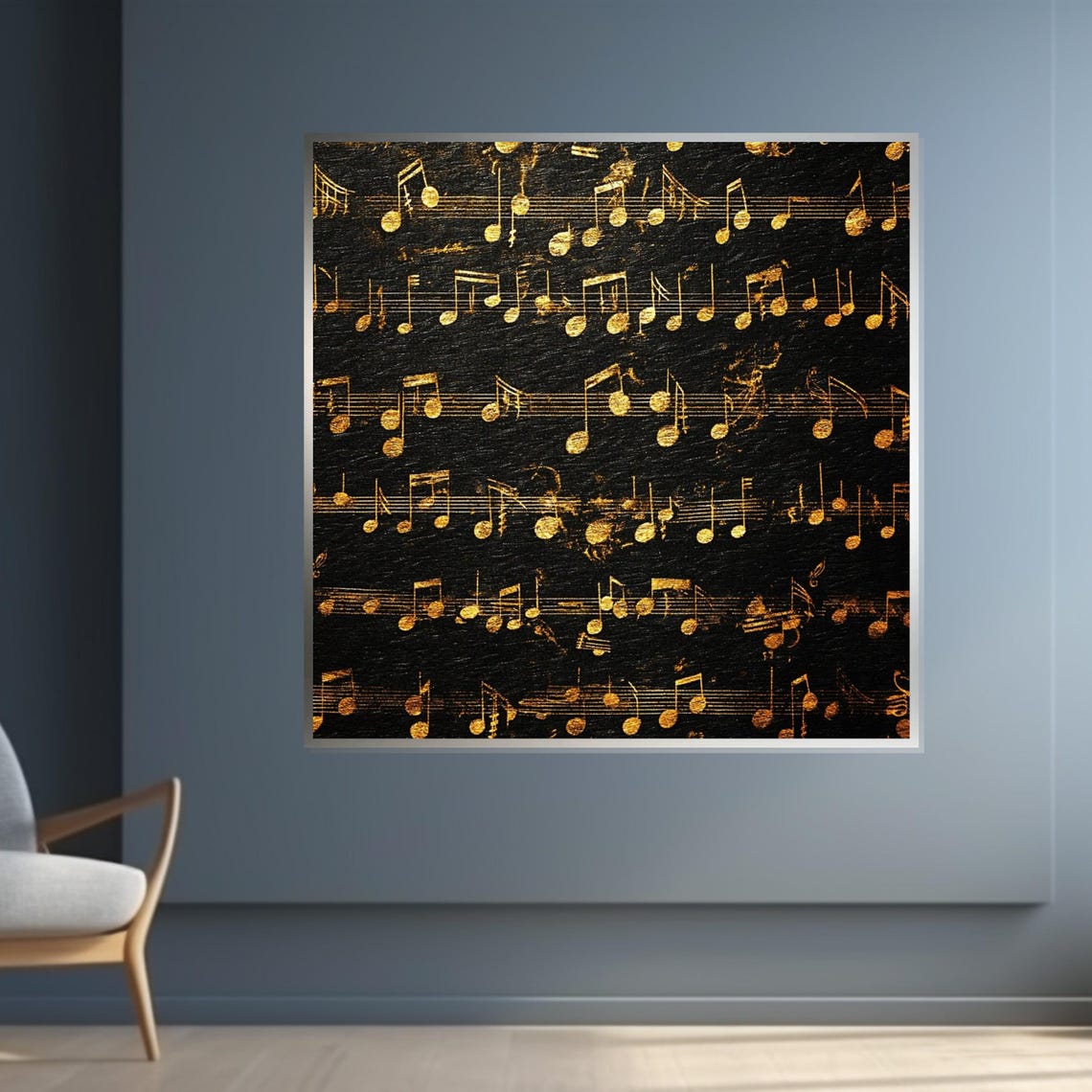 Golden Music Notes On Black Sheet Music Score Elegant Vintage Poster - Image 4
