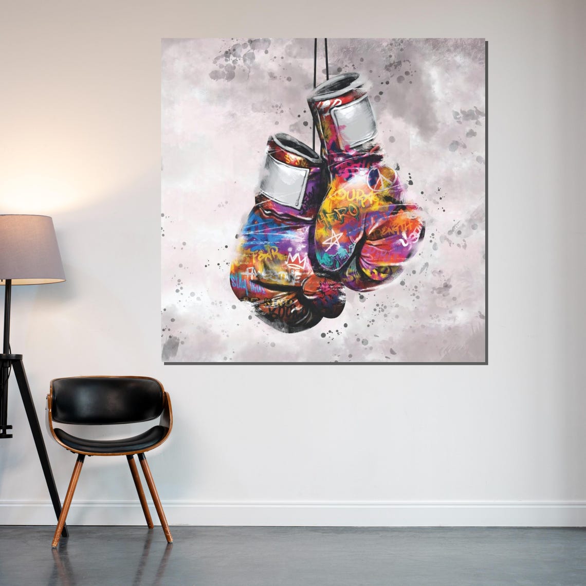 Hanging Boxing Gloves Graffiti Colorful Fight Sport Pop Poster - Image 2