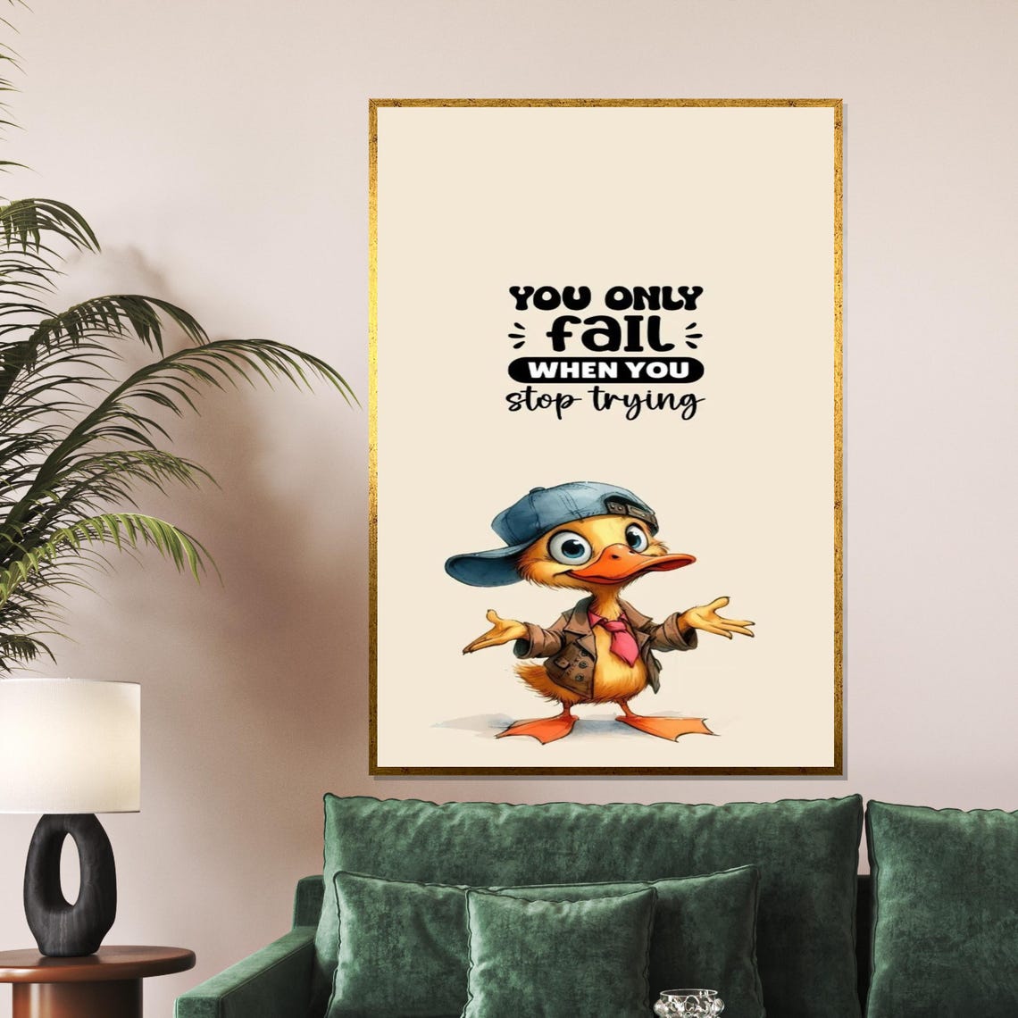 Motivational Duck Inspirational Quote Cute Duckling Art Wall Art Design Ready To Hang Decoration - Image 5