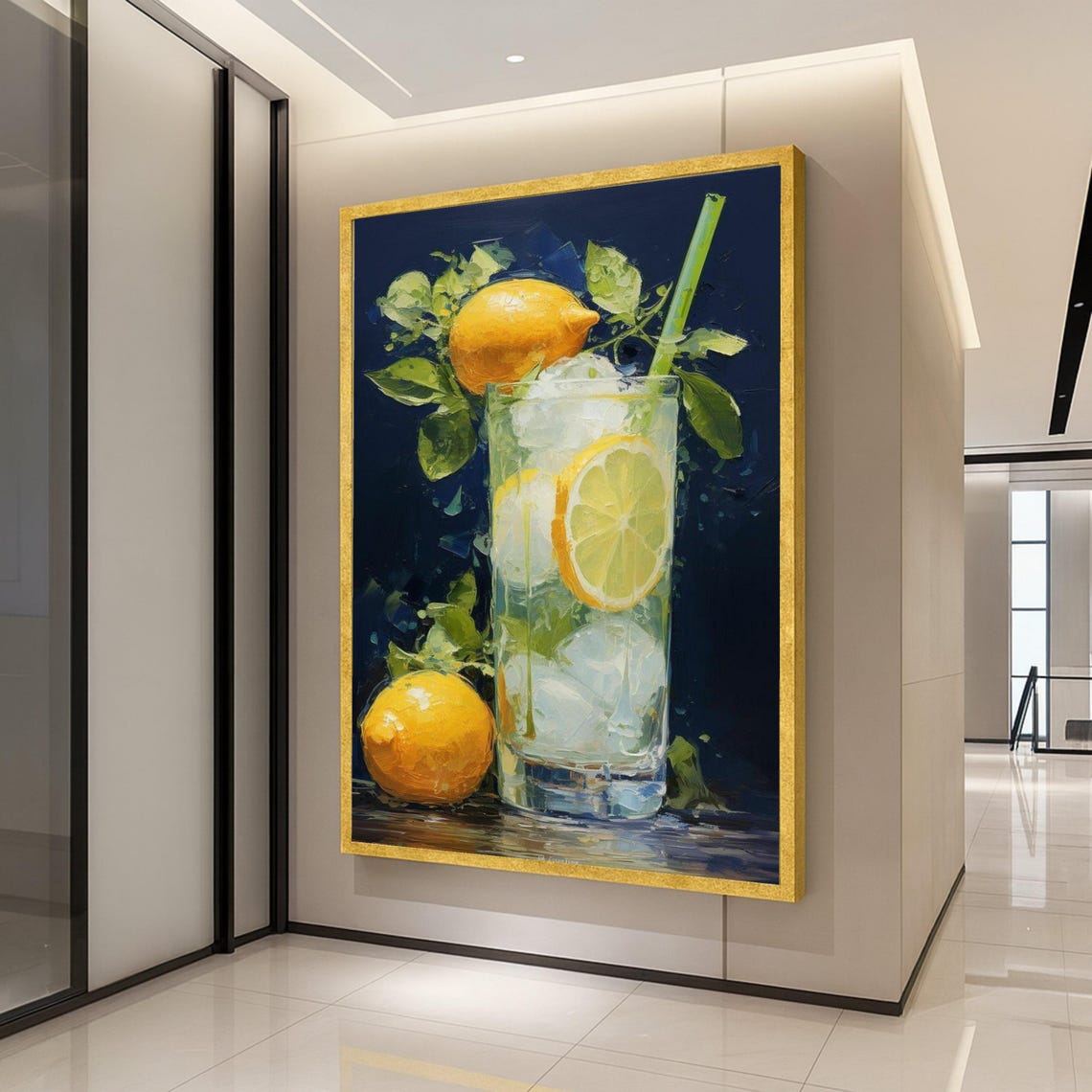 Lemonade Cocktail Citrus Still Life Painting Kitchen Wall Art