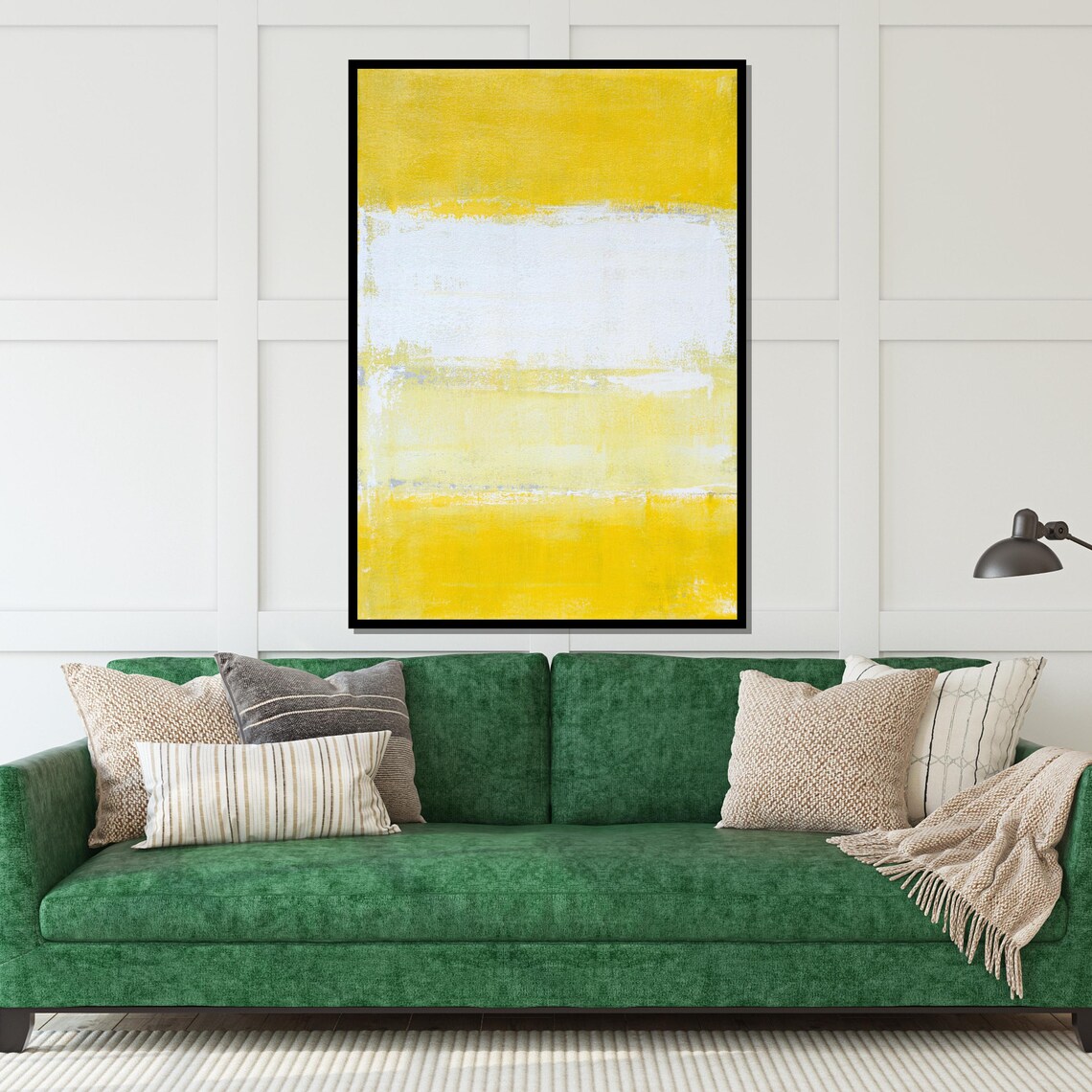 Golden Yellow White Color Field Minimalist Modern Art Poster - Image 5