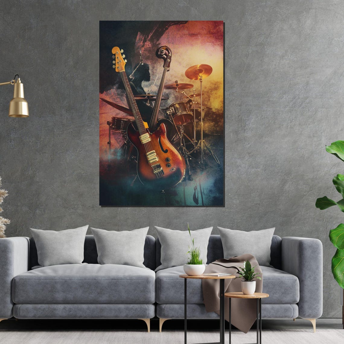 Rock Band Instruments Electric Guitar Drums Live Stage Poster - Image 2