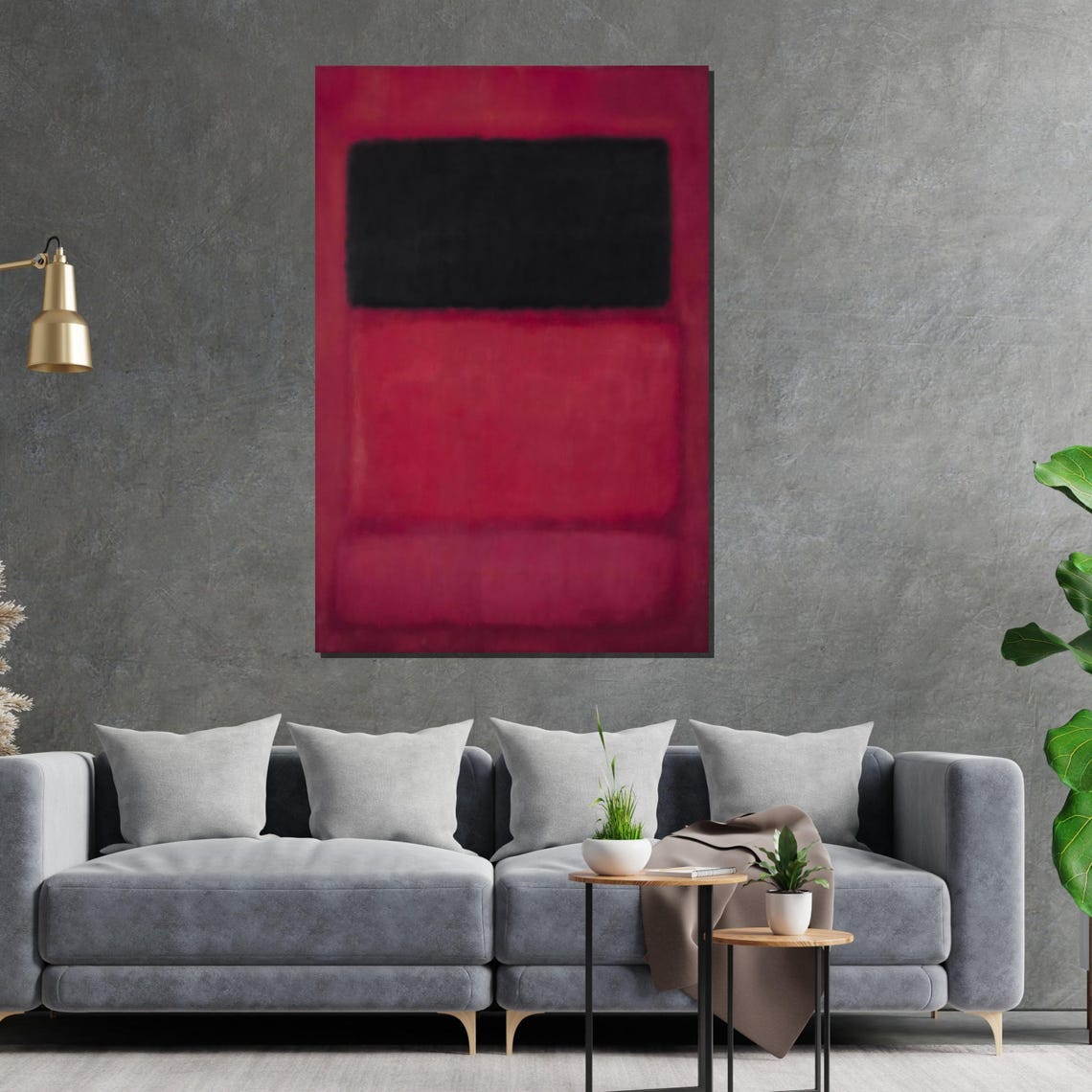 Black and Red Color Field Abstract Minimalist Painting Poster - Image 2