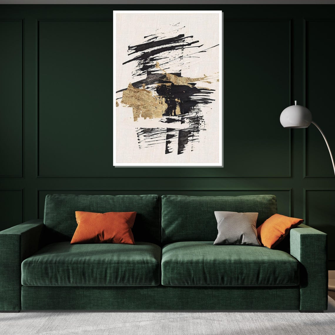 Bold Black And Gold Textured Brushstroke Modern Abstract Print - Image 3