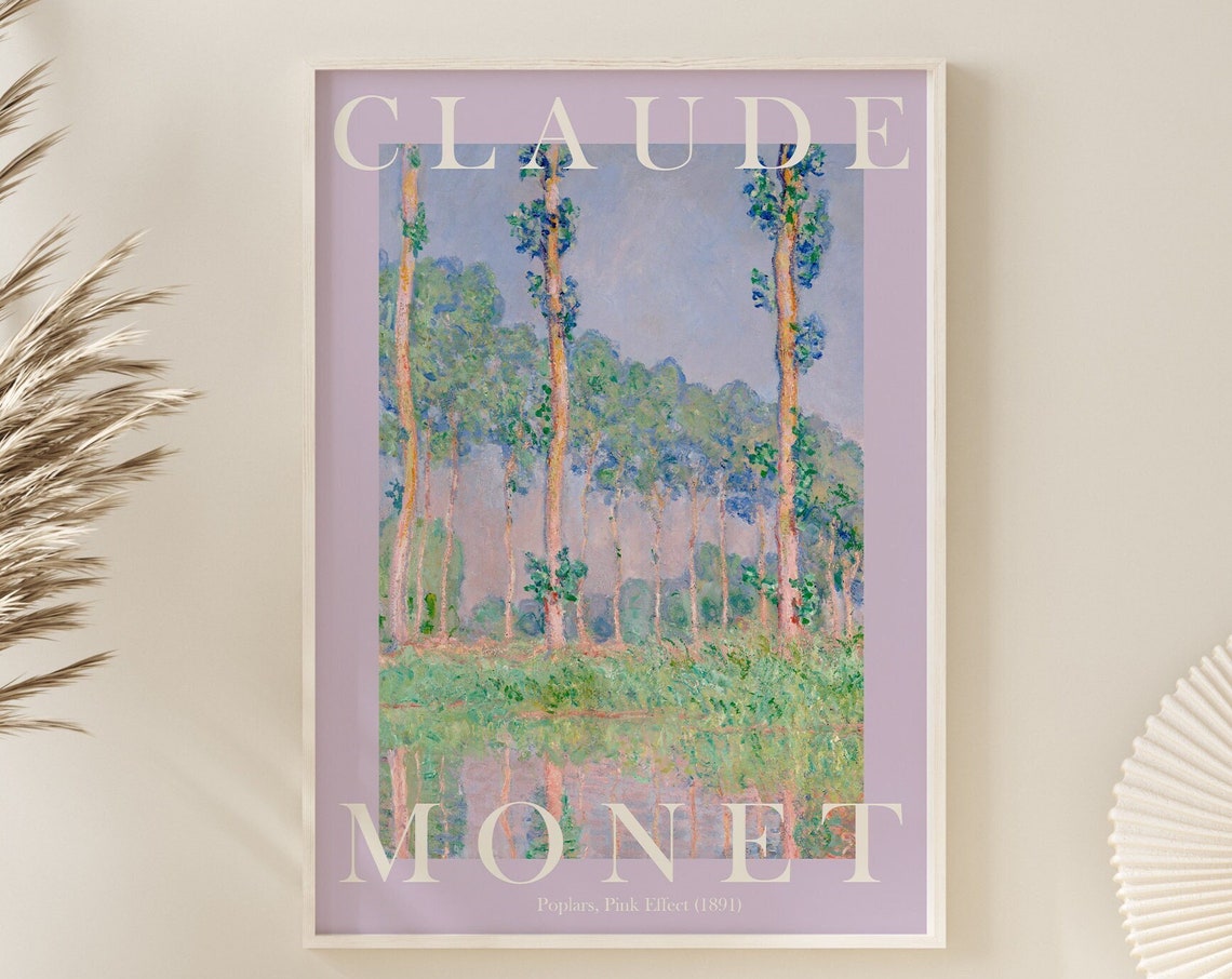 Claude Monet Poplars Pink Effect 1891 Trees Reflected Water Poster