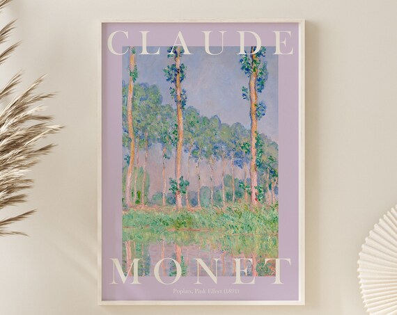 Claude Monet Poplars Pink Effect 1891 Trees Reflected Water Poster