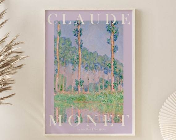 Monet Poster Claude Monet Print Monet Wall Art Monet Picture Modern Monet Print Vintage Monet Art Poplars Pink Effect
