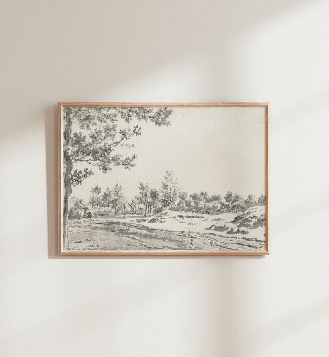 Vintage Landscape Drawing, Black And White Tree Print - Image 2