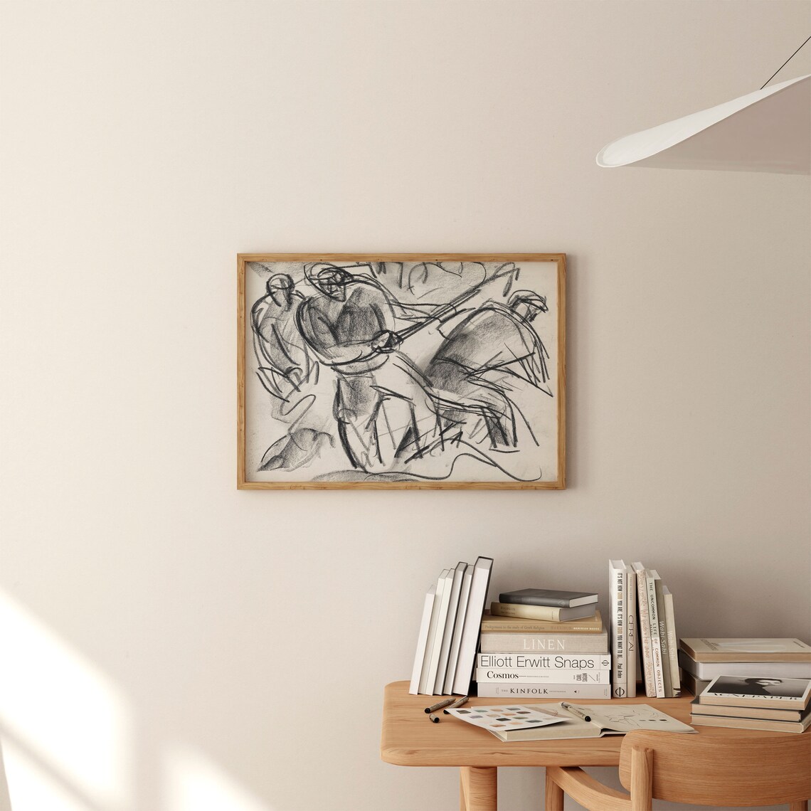 Vintage Black and White Abstract Sketch Art Print - Image 2