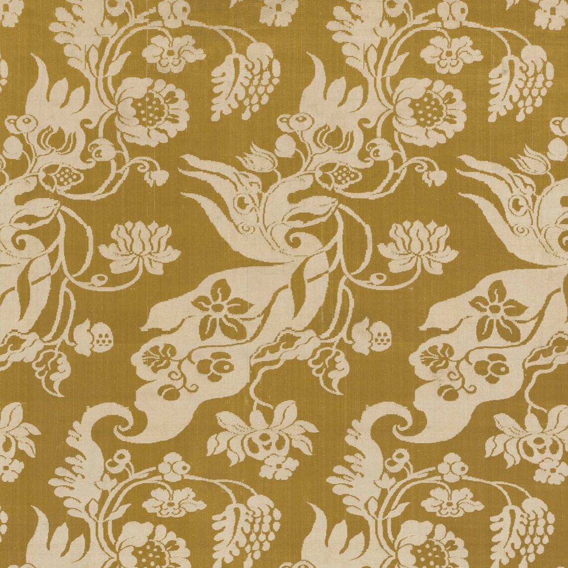Vintage Yellow Tapestry Print, Victorian Floral Art - Image 3