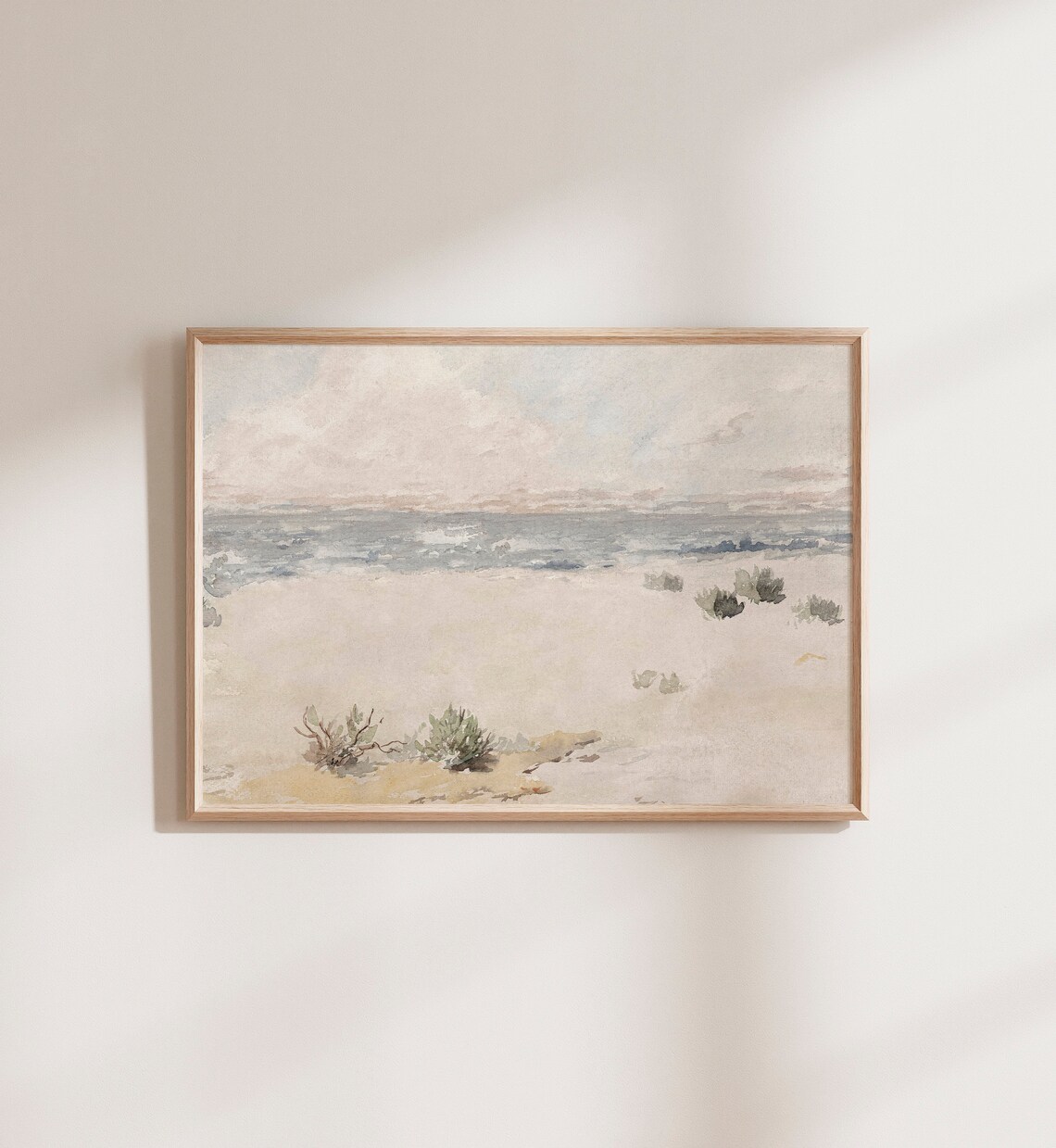 Muted Coastal Watercolor Landscape Art Print - Image 3