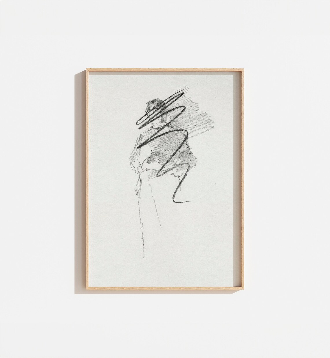 Vintage Abstract Sketch Minimalist Line Drawing Art