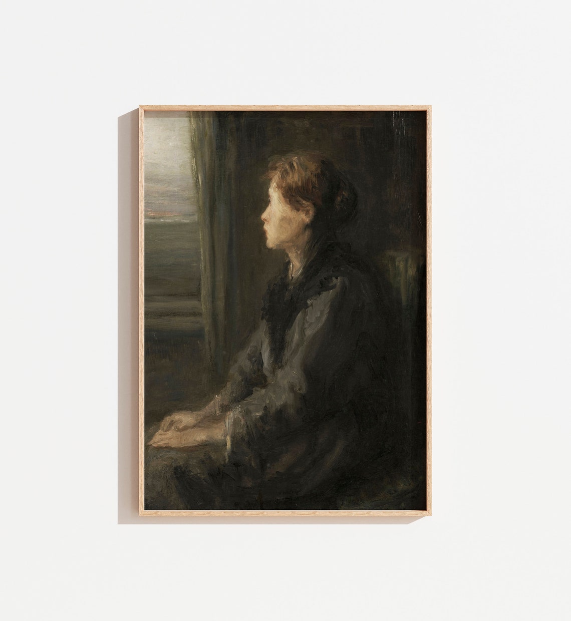 Vintage Still Life Oil Painting Of Woman Woman Portrait Victorian Antique Painting Dark Moody Tones Art