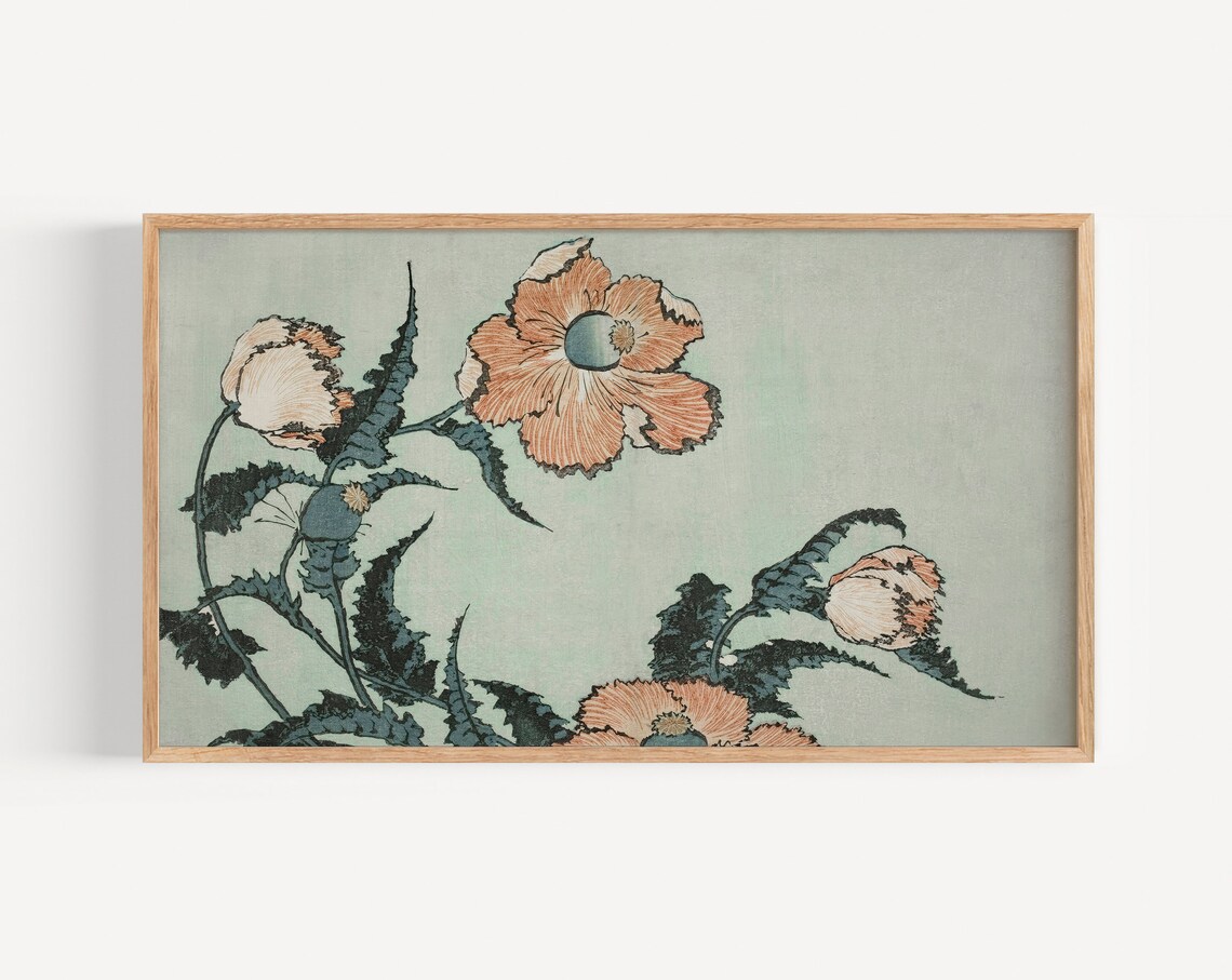 Vintage Flower Painting Floral TV Art, Art Print