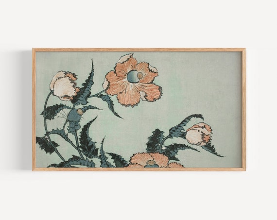 Vintage Flower Painting Floral TV Art, Art Print