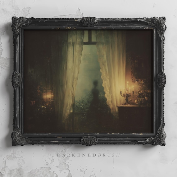 Dark Academia Mysterious Figure Near Window Art Print
