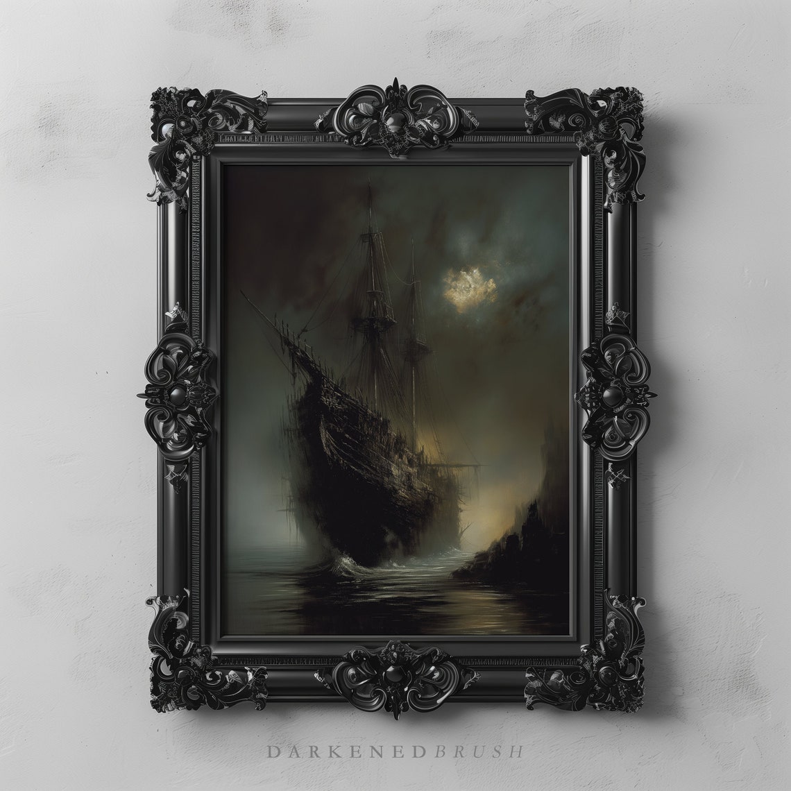 Vintage Ship Ocean Gothic Sea Art Print