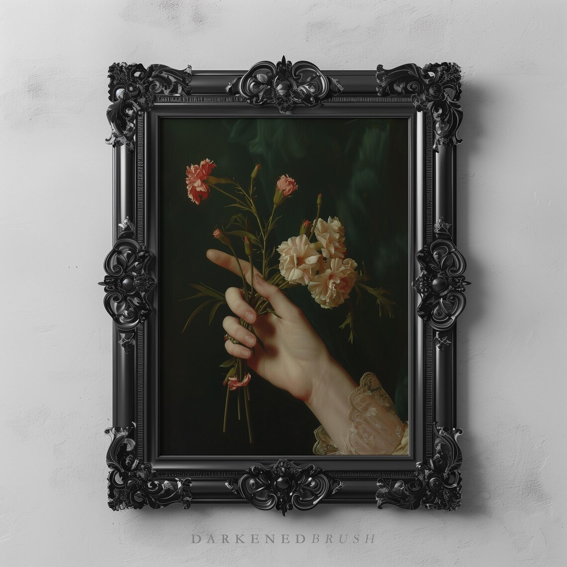 Victorian Hand With Spring Flowers Wall Art Romantic Vintage Feminine Botanical Floral