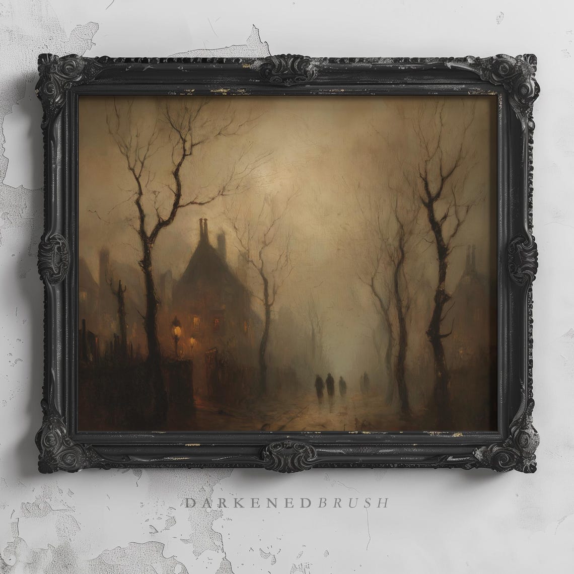 Gothic Church Bare Trees Mist Haunted Fall Autumn Moody Poster