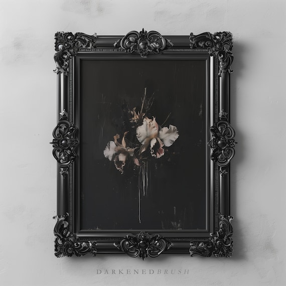Orchids Dark Floral Vintage Botanical Art Print