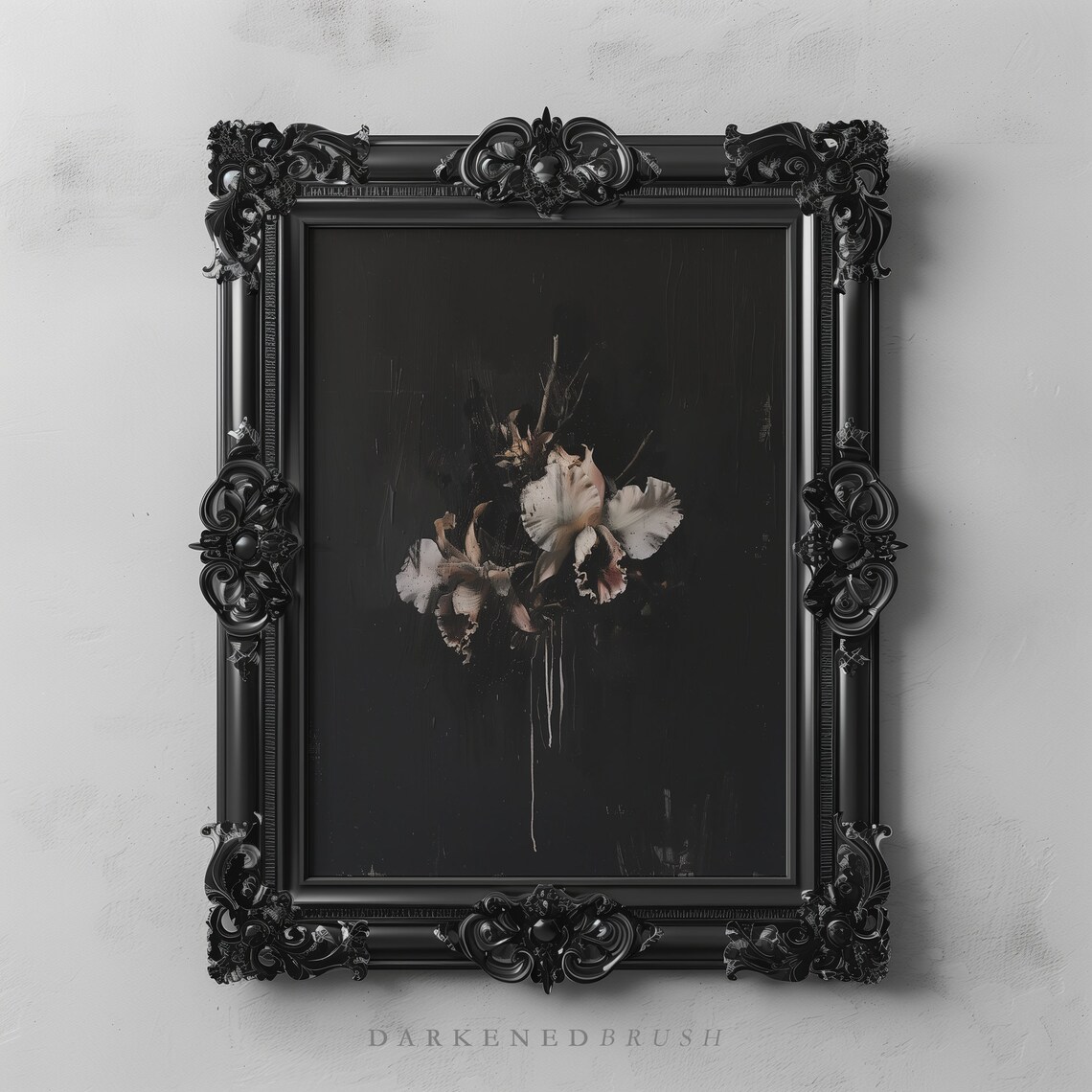 Orchids Dark Floral Vintage Botanical Art Print