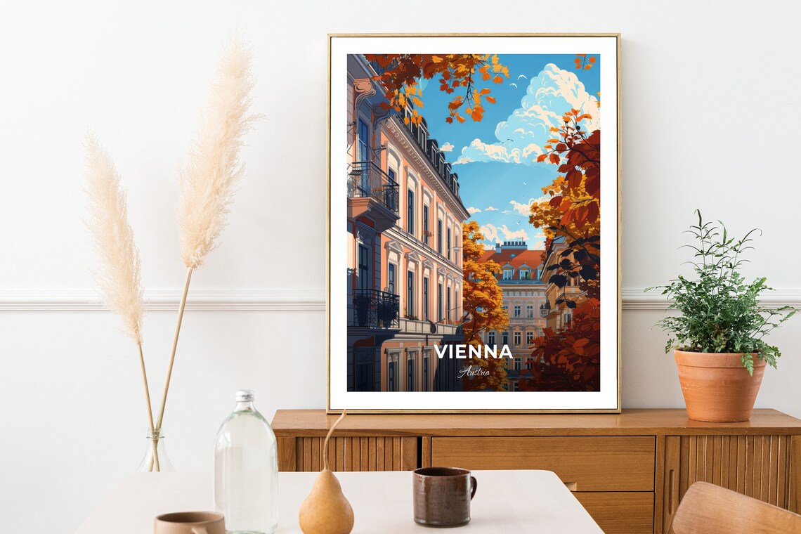 Vienna Austria Spittelberg Historic Street Autumn Facades Travel Poster - Image 2