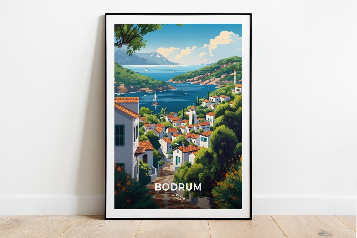 Bodrum Turkey Torba Whitewashed Village Bright Bay View Poster