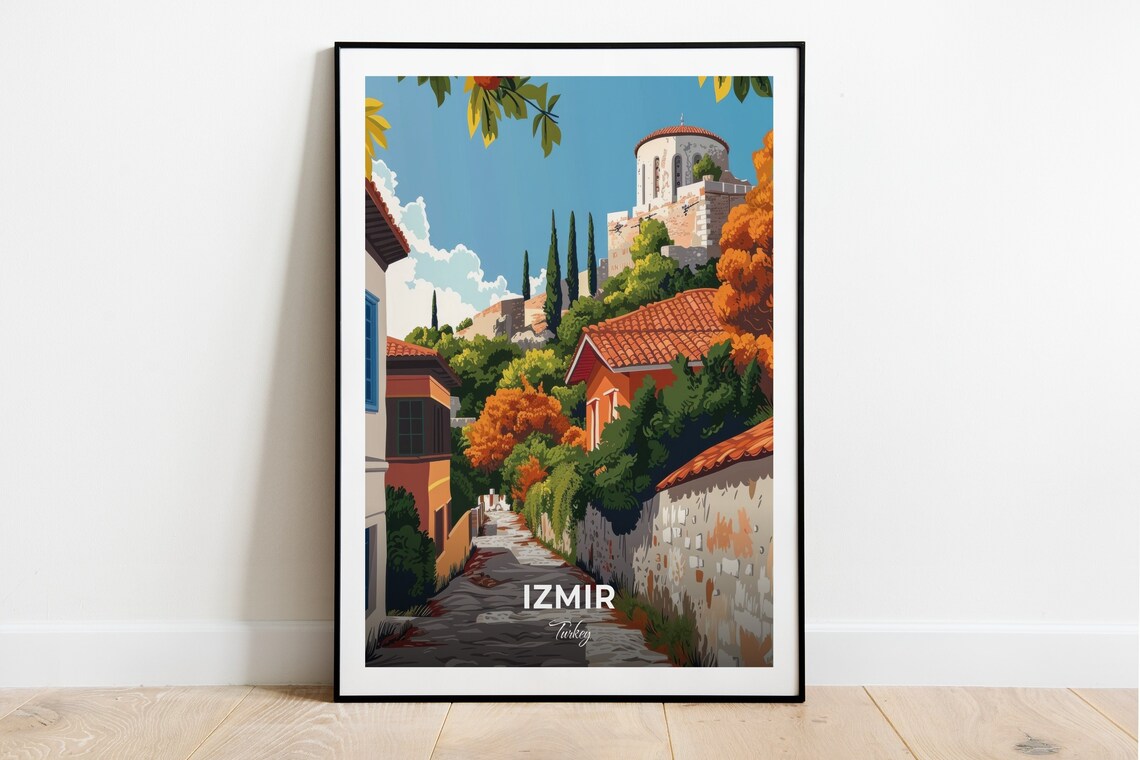 Izmir Turkey Agora Old Town Hillside Travel Poster Historic View Art