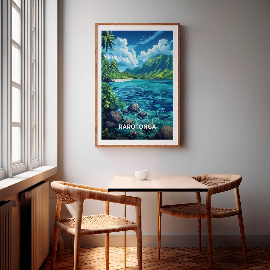 Rarotonga Cook Islands Turquoise Lagoon and Palms Travel Poster - Image 2