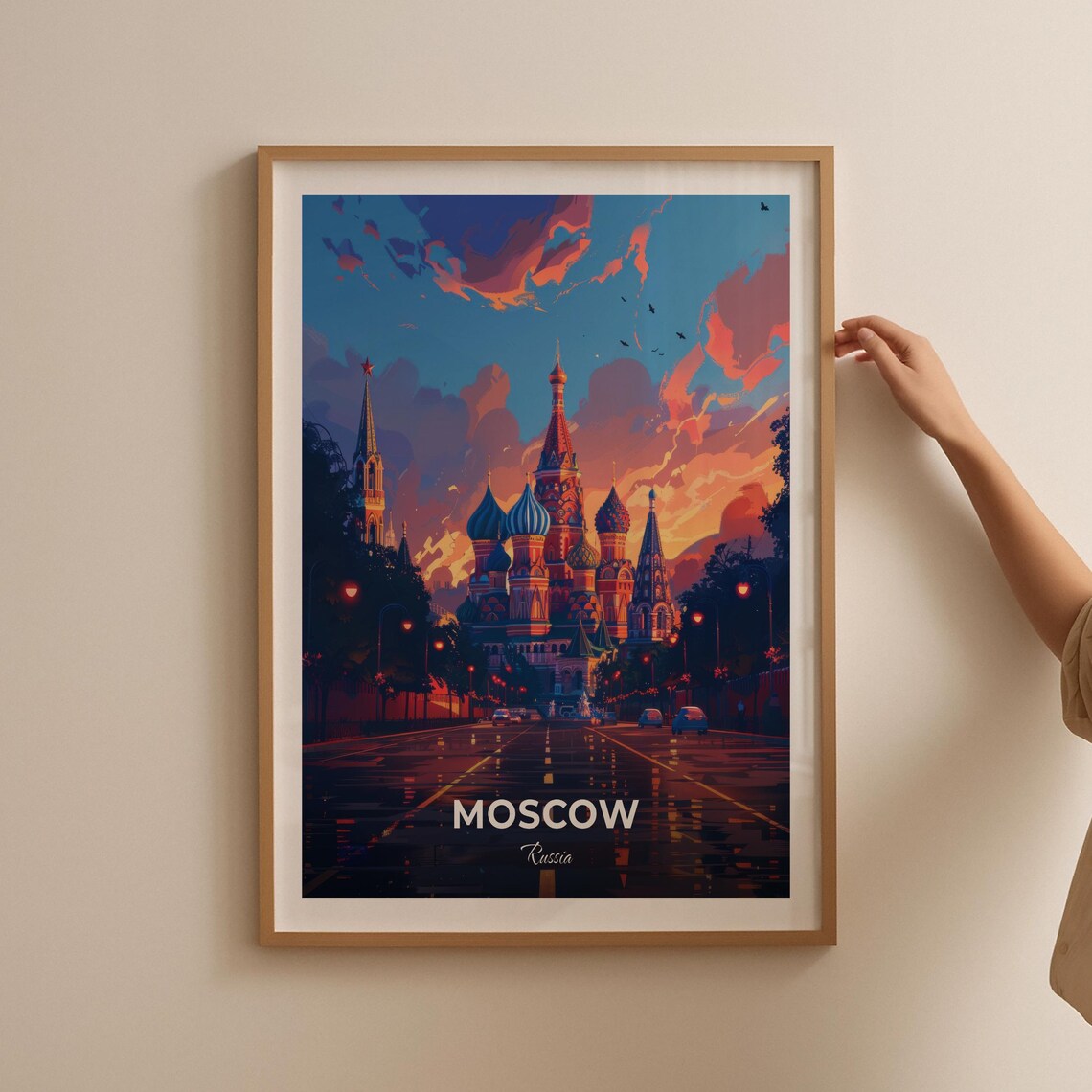 Moscow Russia Saint Basils Cathedral Sunset Onion Domes Poster - Image 2