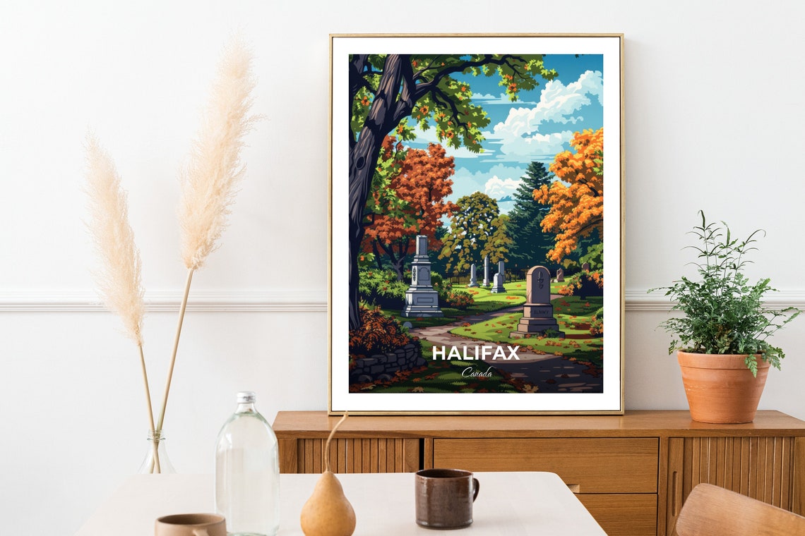 Halifax Canada Fairview Lawn Cemetery Autumn Trees Peaceful Poster - Image 2