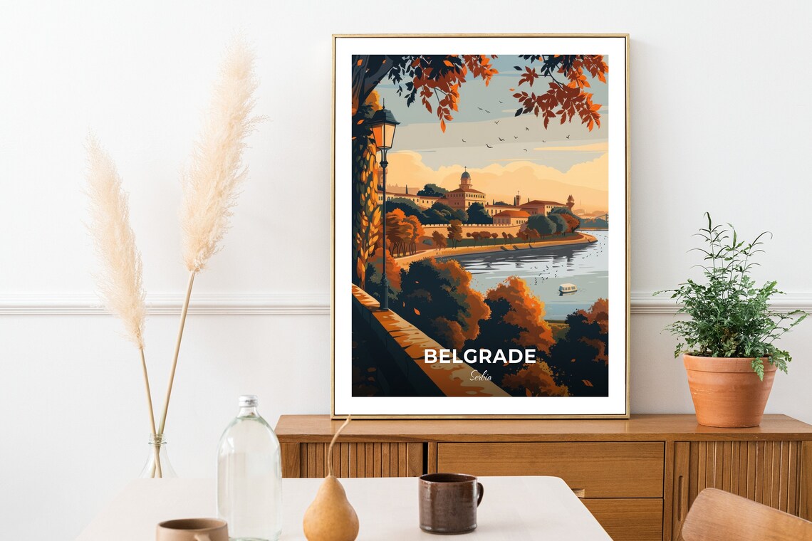 Belgrade Kalemegdan Park Golden Hour Riverside Walk Travel Poster - Image 2