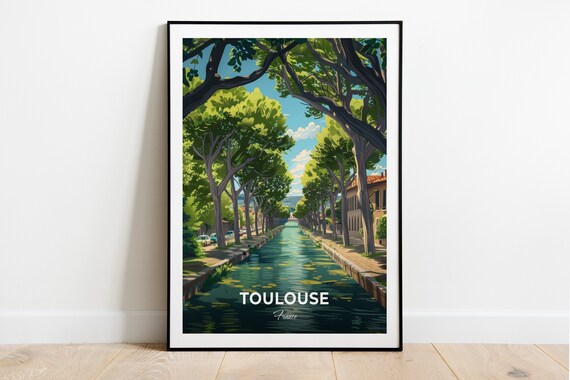 Toulouse Travel Poster Canal Du Midi City Print Cityscape Artwork Birthday Wedding Gift Wall Art Location Print Home Decor