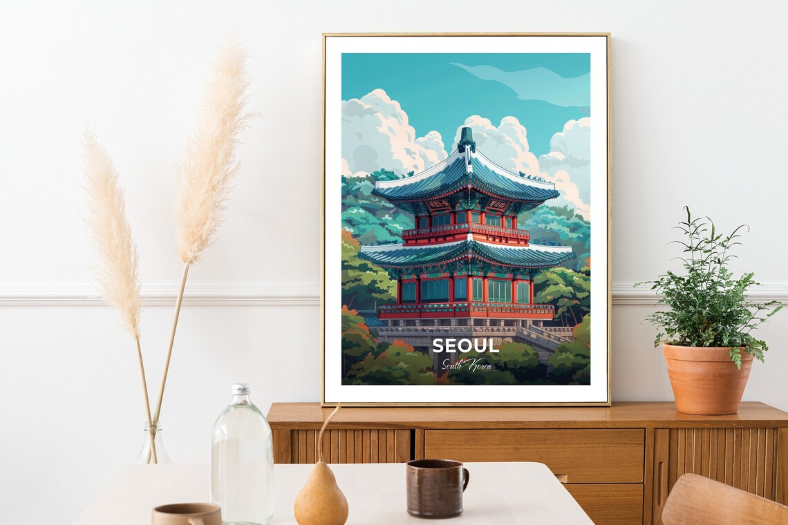 Seoul Changdeokgung Palace Pavilion Forest Travel Scene Poster - Image 2