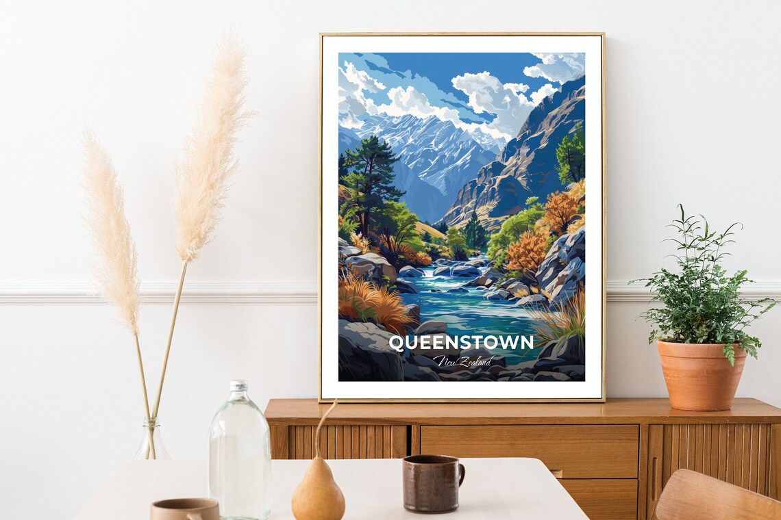 Queenstown Skippers Canyon Turquoise River Rocky Gorge Travel Poster - Image 2