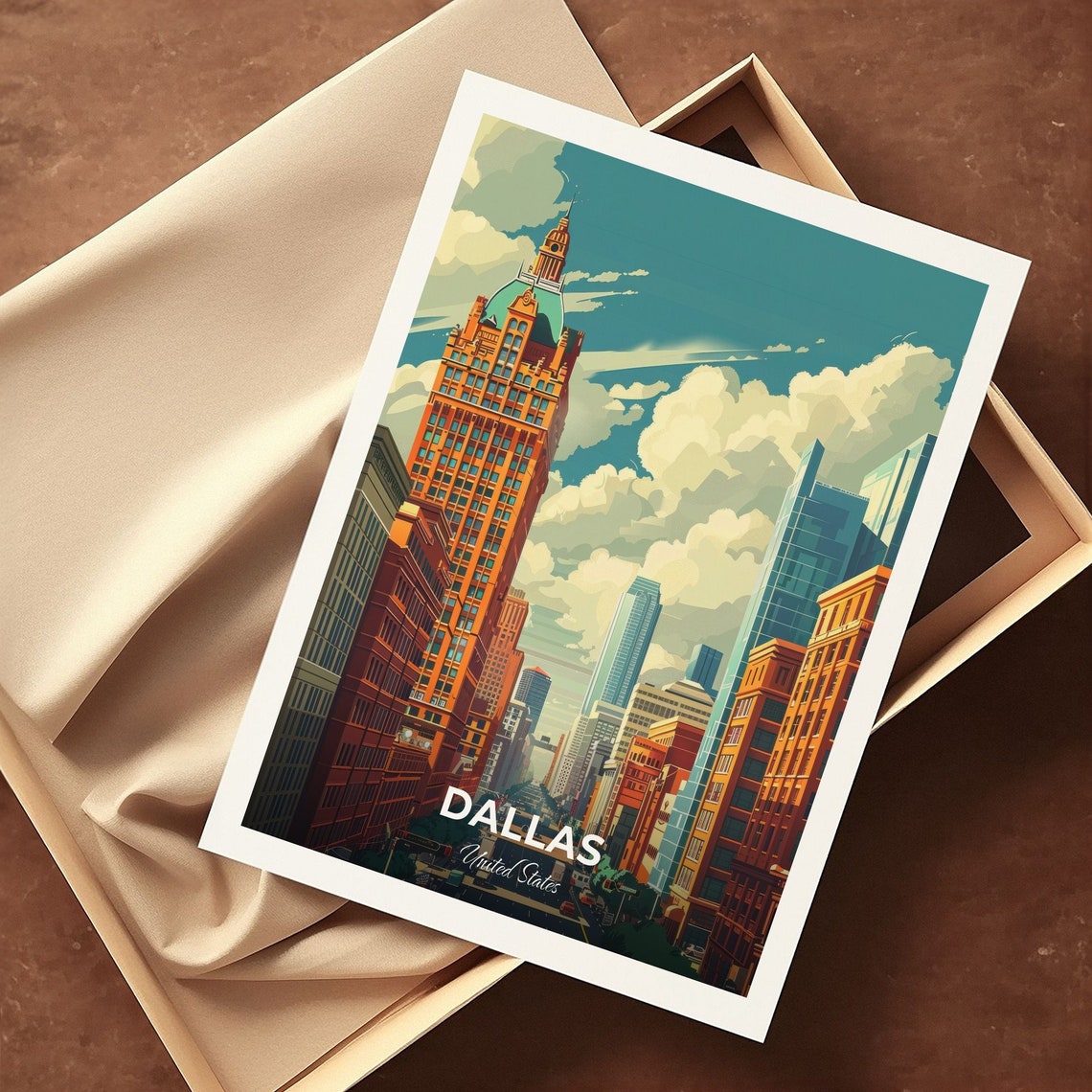 Dallas United States Downtown Skyline Historic Towers Travel Poster - Image 3