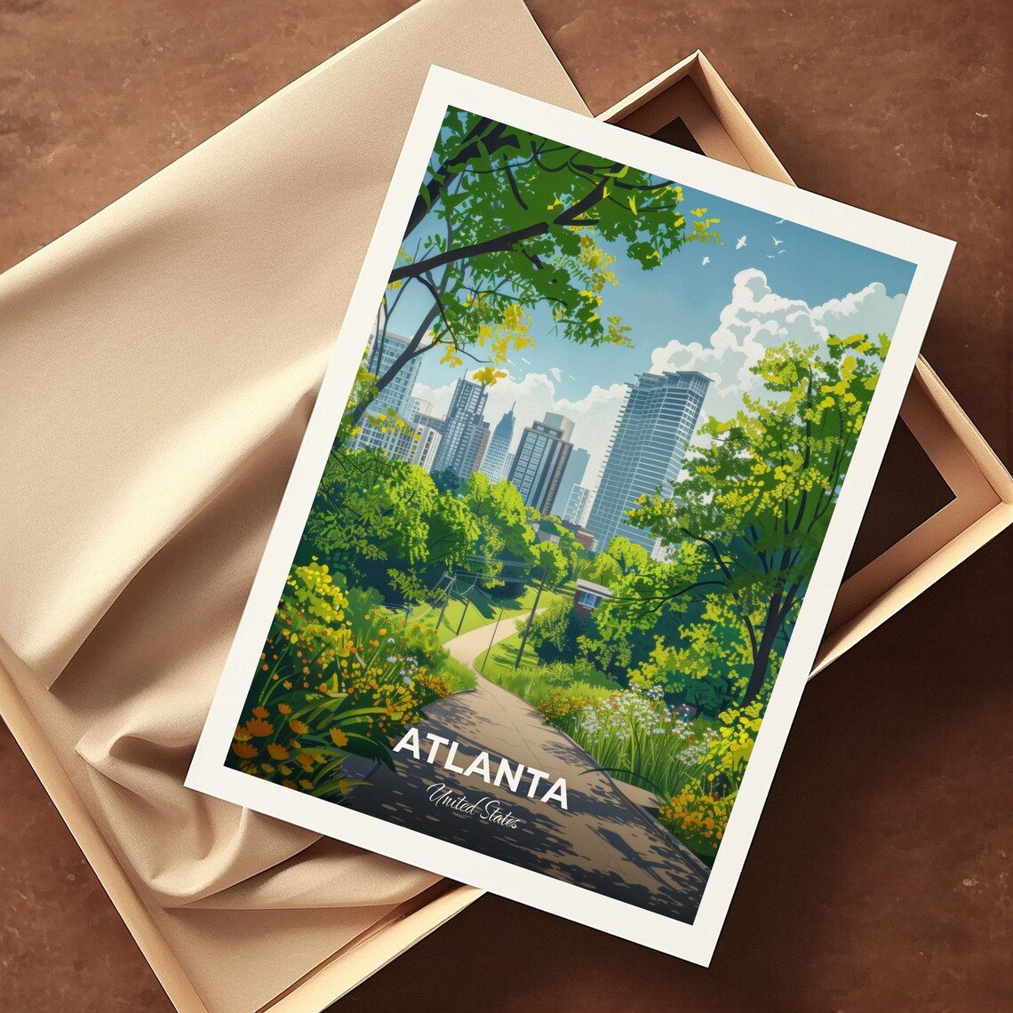 Atlanta Beltline Trail Green Park Path City Skyline Travel Poster - Image 3