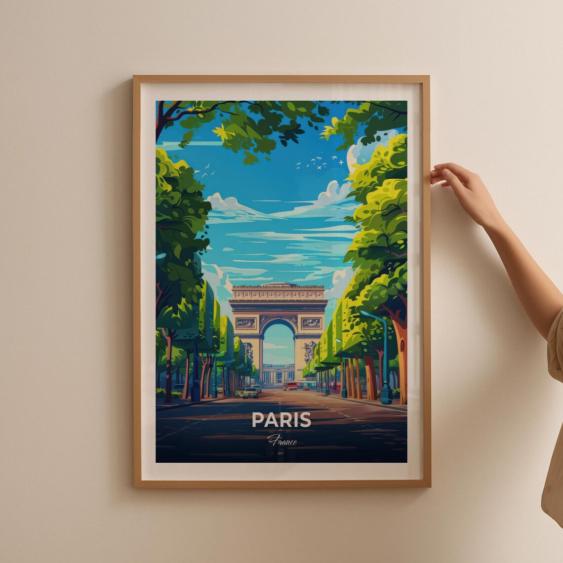 Paris France Arc de Triomphe Champs Elysees Modern Travel Poster - Image 2