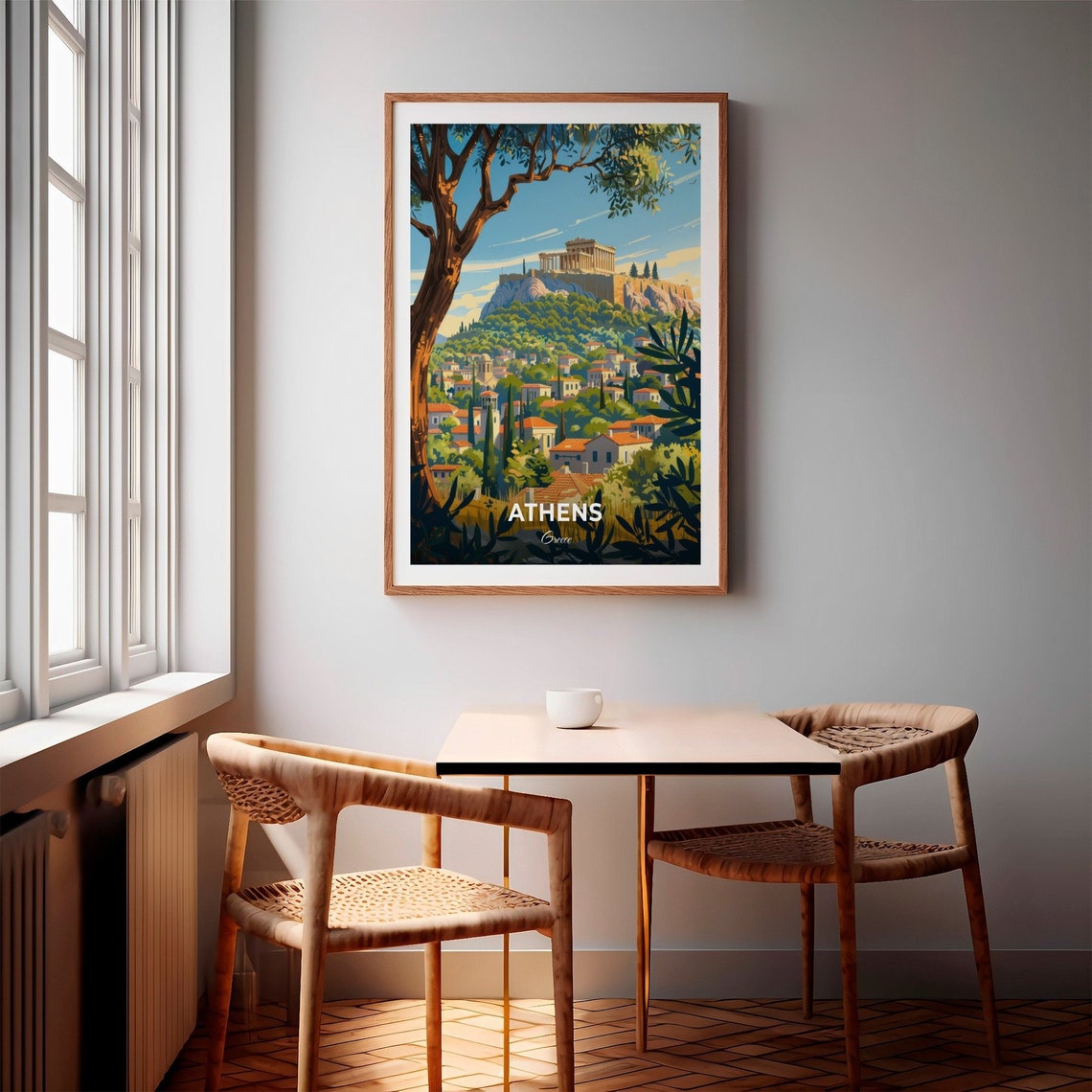 Athens Greece Acropolis View Framed by Olive Tree Travel Poster - Image 2